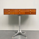 Rare small chest of drawers with 6 drawers, teak wood with chrome-plated base by George Nelson for Herman Miller, USA, 1950s