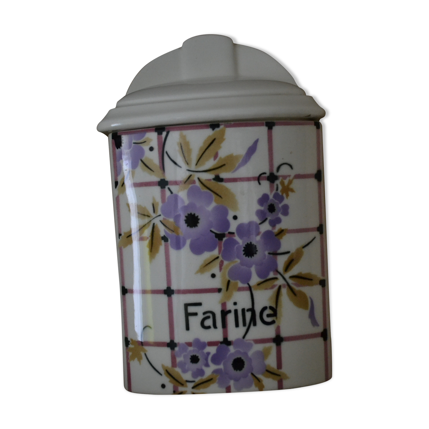 Purple flower flour pot