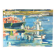 Oil on canvas signed, fishing port with colourful boats.