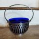 50s sugar bowl in glass and silver metal