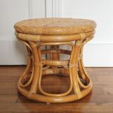 Low rattan stool and vintage canning