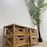 Set of 2 vintage wicker dressers / bedside tables