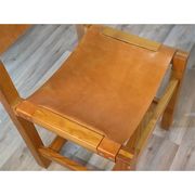Series of 4 vintage Maison Regain chairs in elm and leather 1970