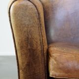 Charming 2-seater designer sofa made of sheep leather with a rustic look