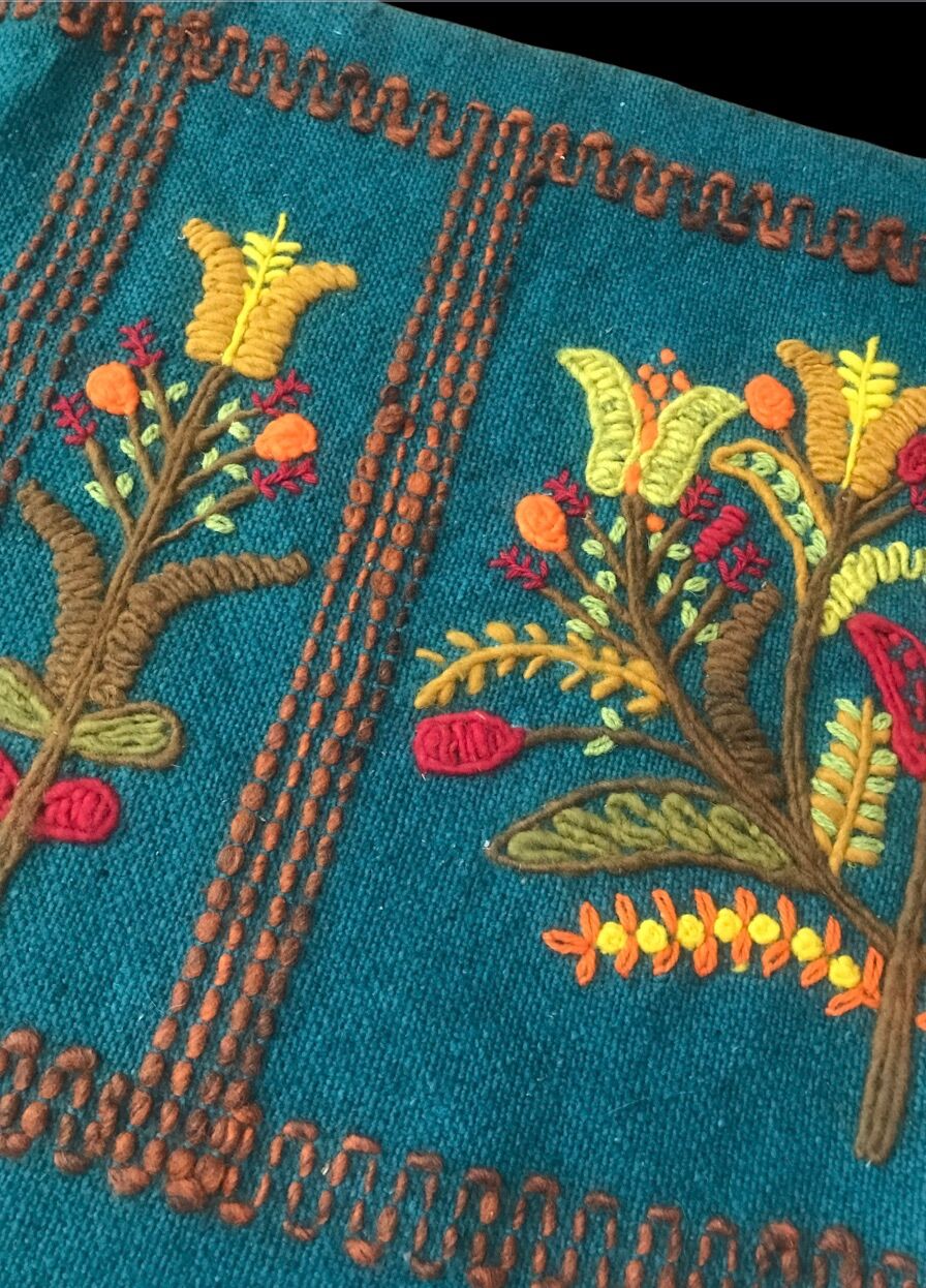 Very beautiful vintage Polish multicoloured wall tapestry 192 cm