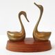 Paire de cygnes en teck & laiton 1970 vintage