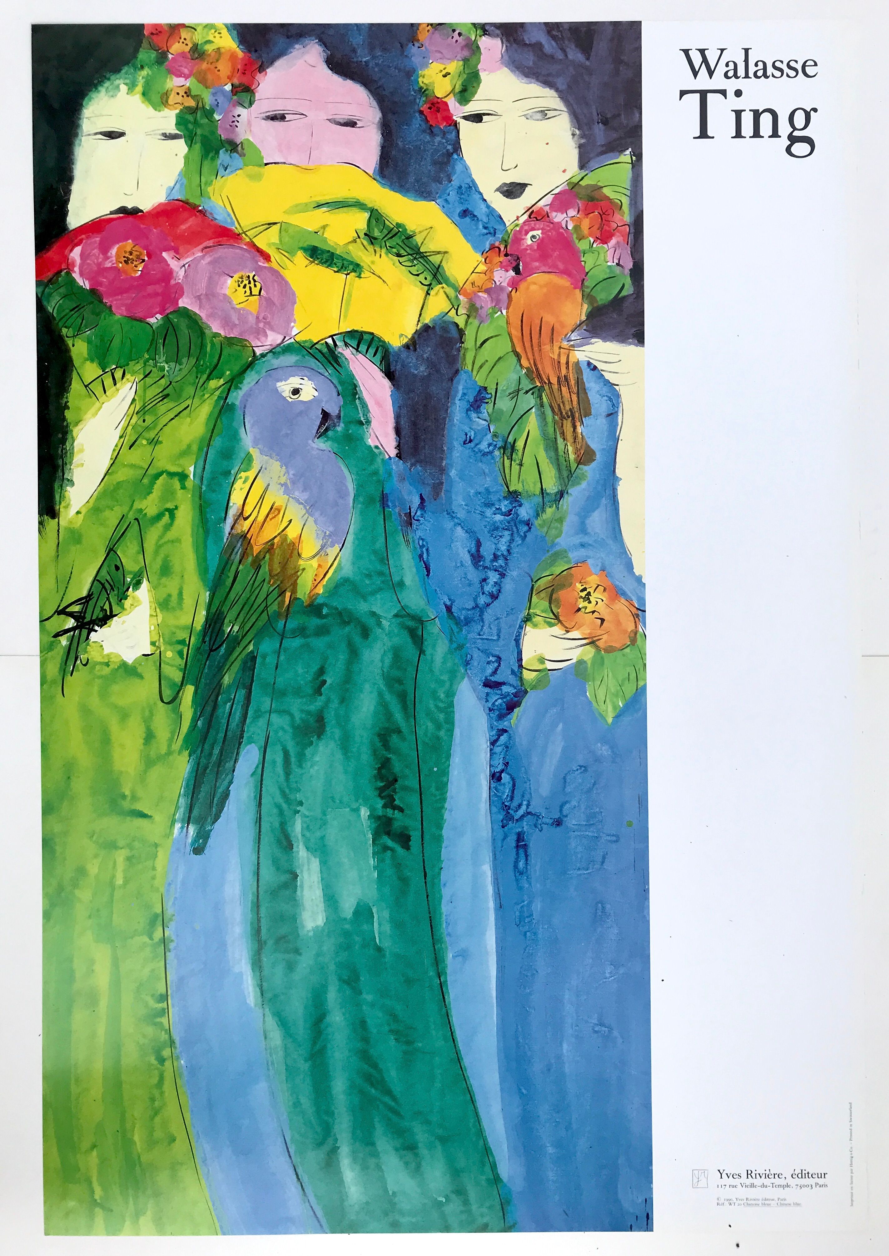 Art poster after Walasse TING, Untitled in blue and green (vertical format)