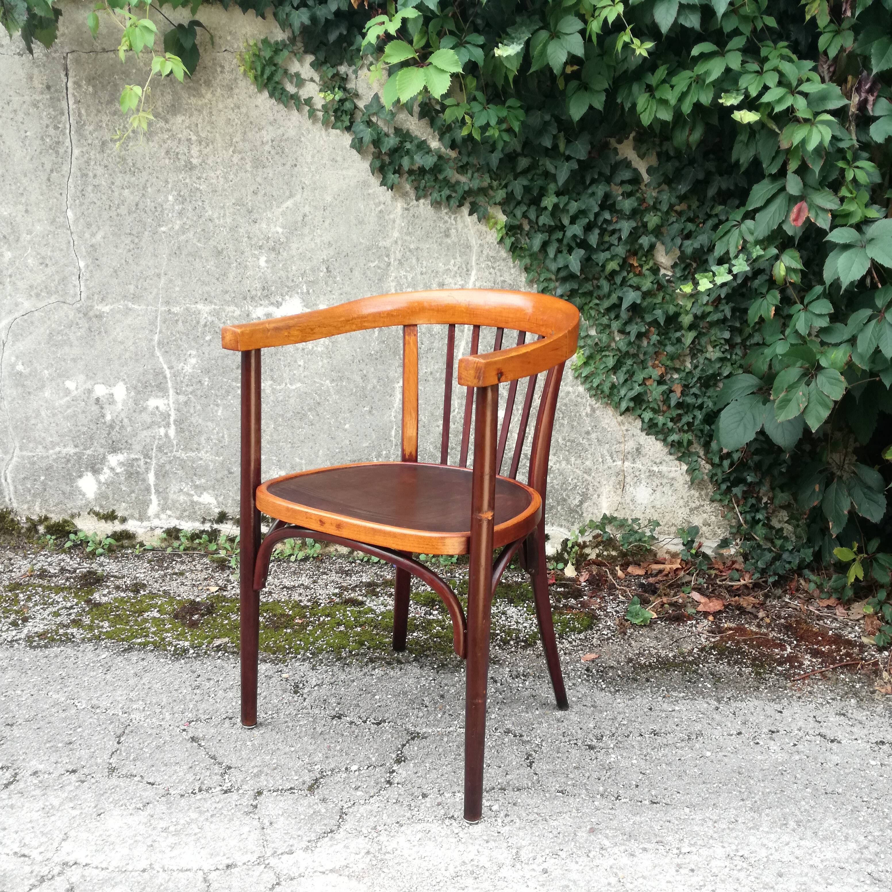 Japy office armchair in curved wood 1940