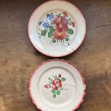 Set of 2 plates 18th century – Faïence des Islettes – Hand-painted floral decoration
