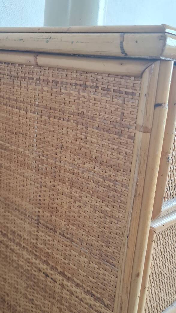 Commode en rotin années 70 vintage