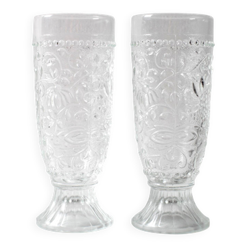 Set of 2 Pressed Glass Stylish Glasses Cibulak by Pavel Panek / 1977