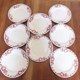 + Set 8 dessert plates Céranord - Saint Amand model Eglantines +