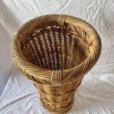 Vintage woven wicker umbrella stand