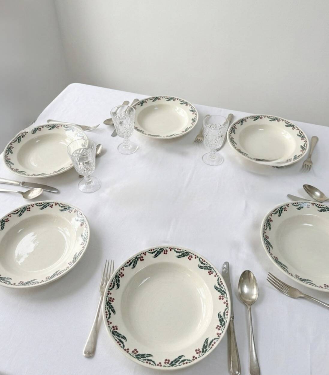 Set of 6 deep plates - Holly Model - HB&M Earthenware - 1900
