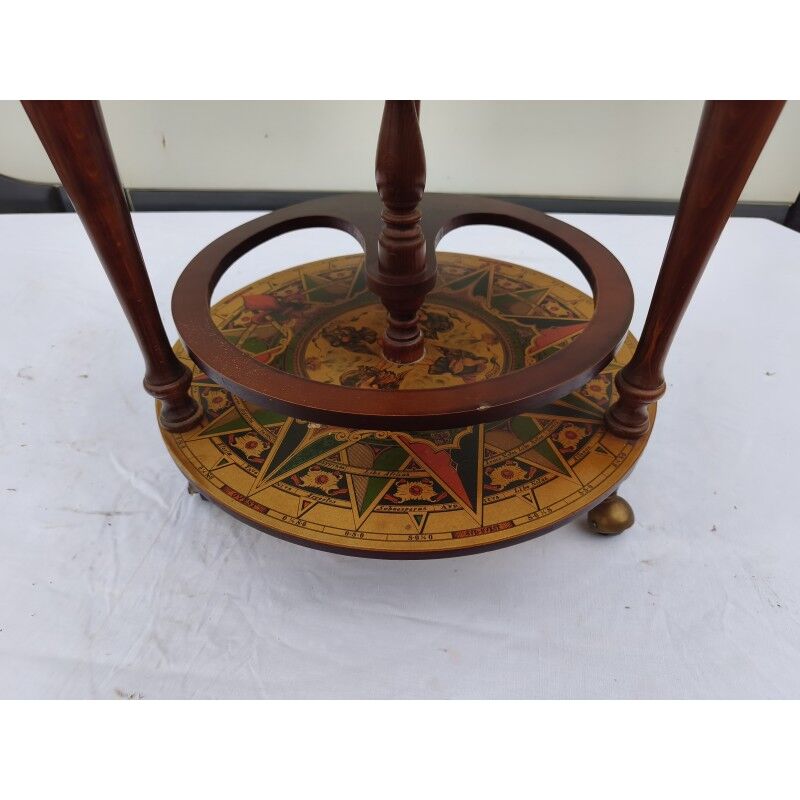 Bar globe terrestre vintage mappemonde en bois avec roulettes