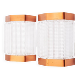 Scandinavian wall lights in copper and pressed glass