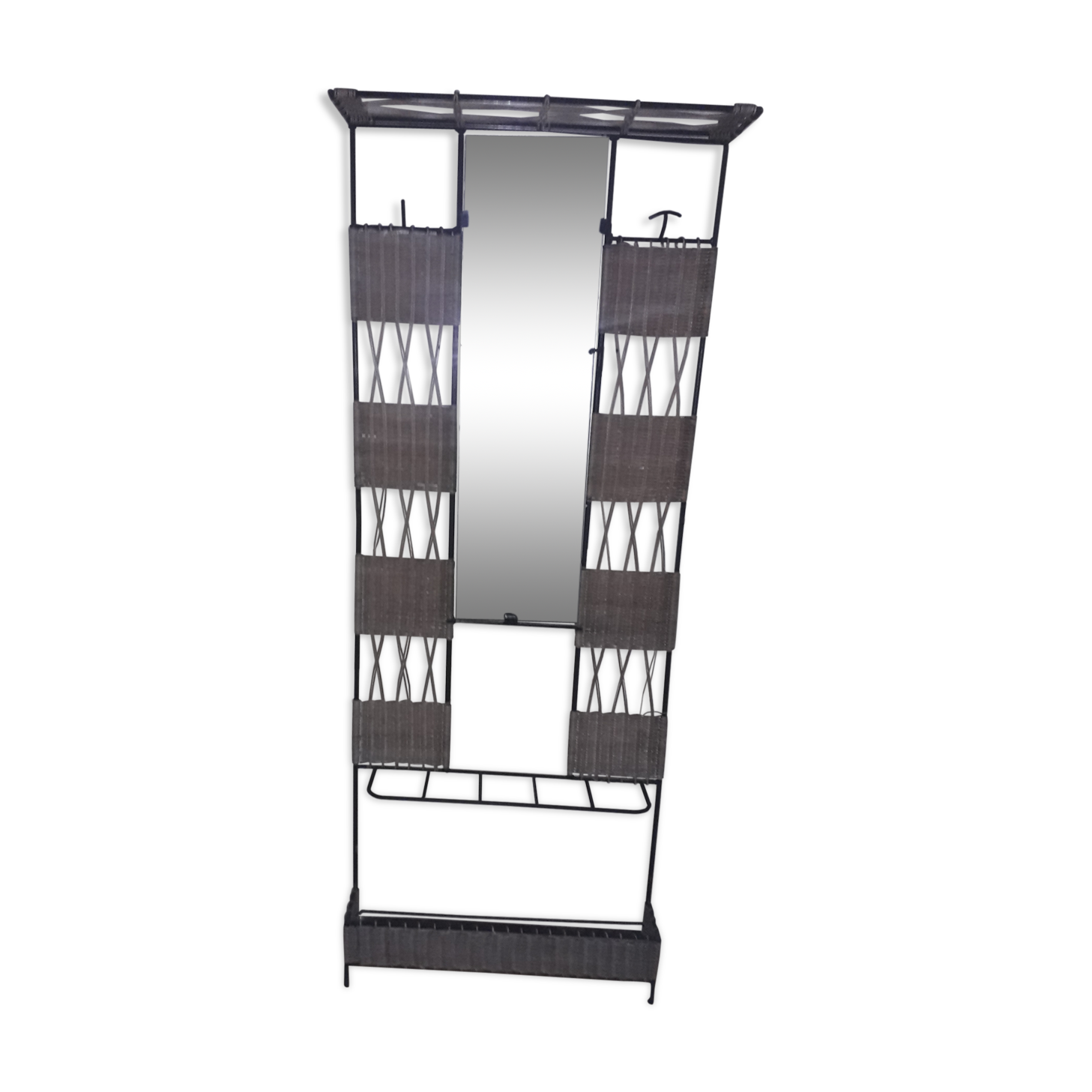 Metal and wicker coat holder