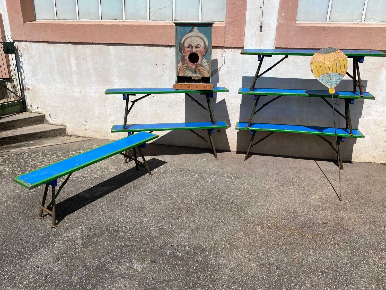 Set of 6 fairground benches