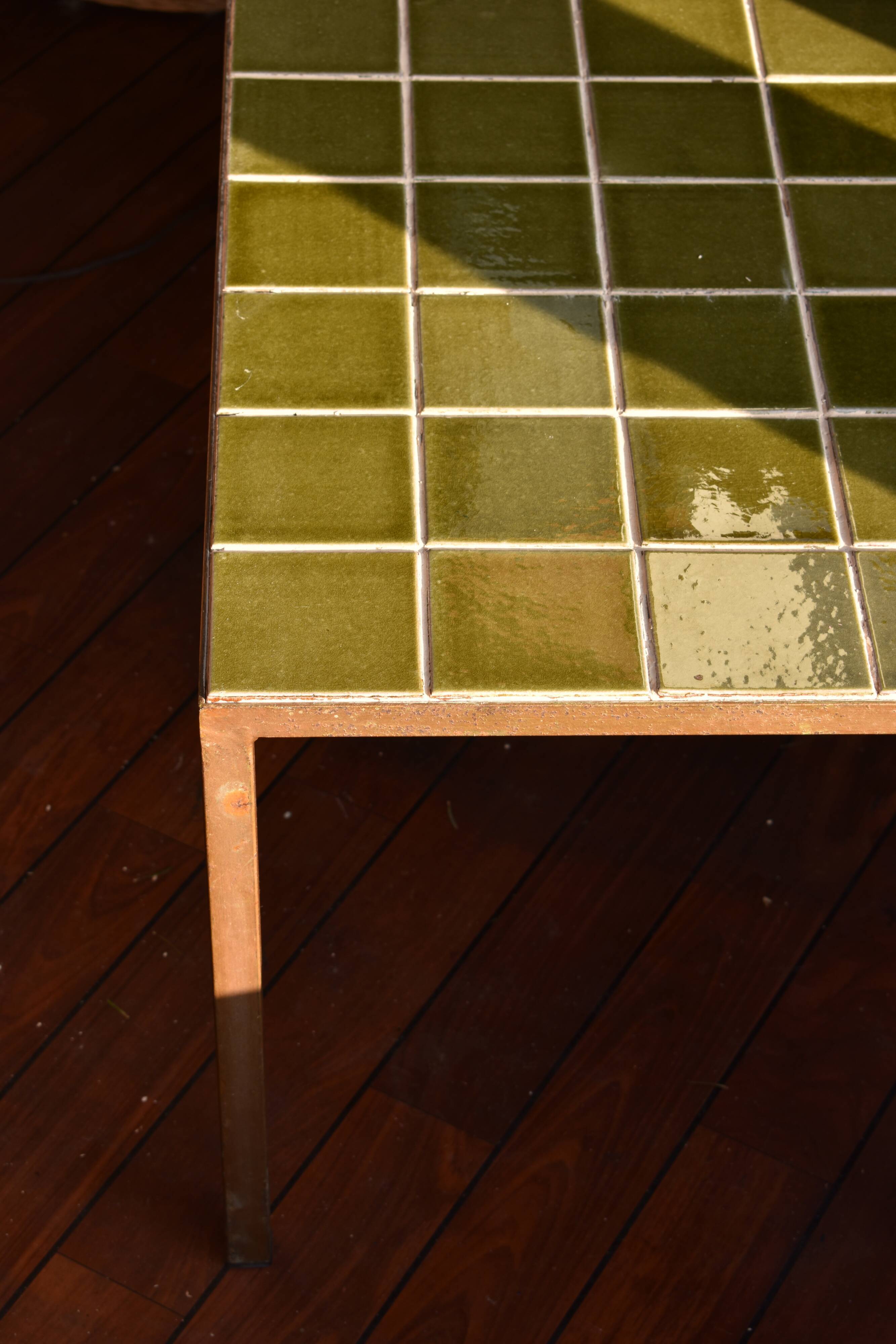 Vintage coffee table green tiles