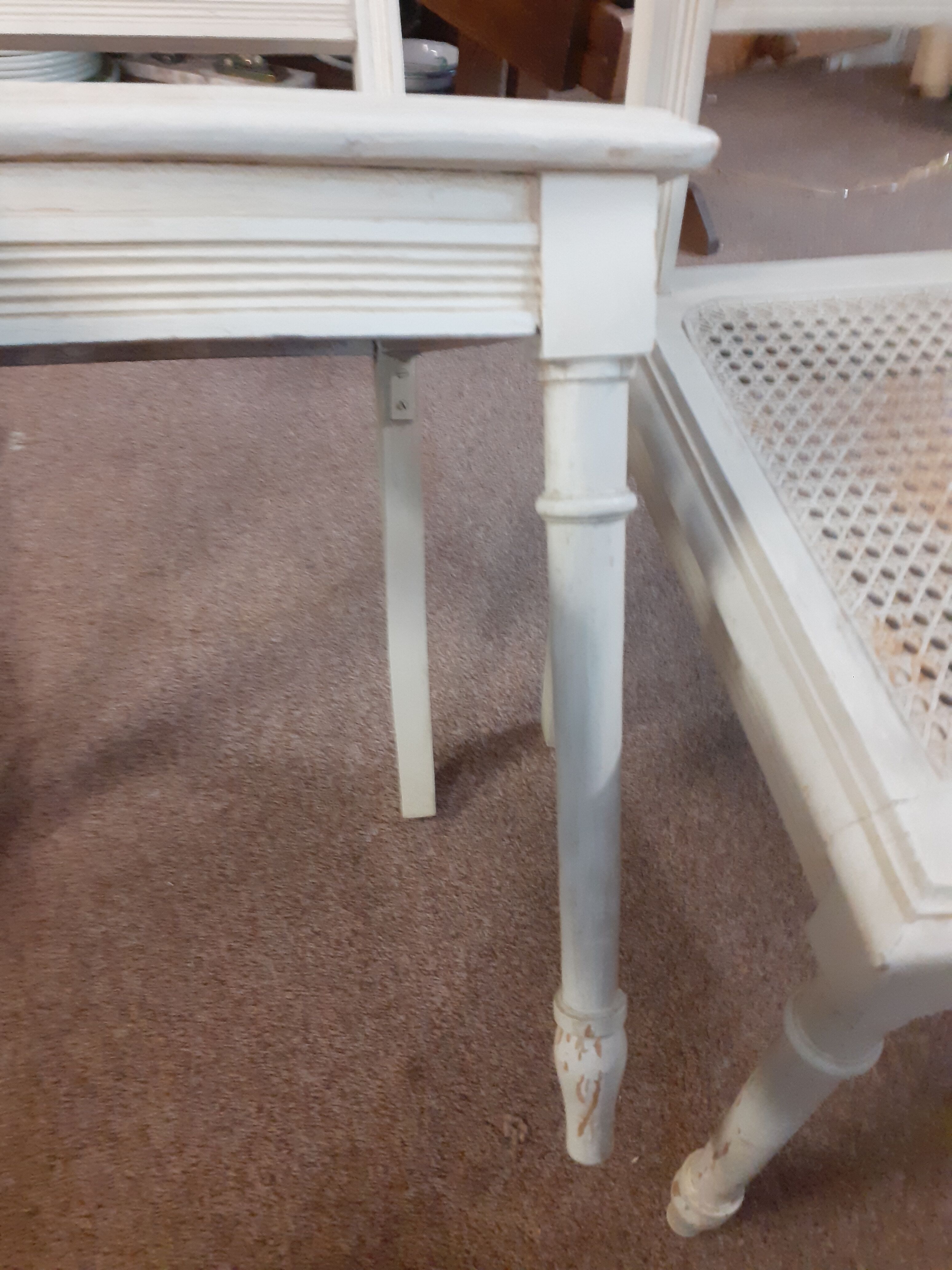 Set of 2 white cane chairs Louis XVI style