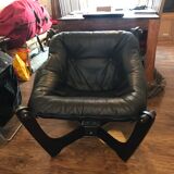 Fauteuil cuir Luna vintage