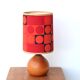 Wooden lamp, lampshade graphic fabric, 70s
