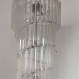 Large spiral chandelier with acrylic crystal trihedrons