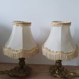2 bronze bedside lamps