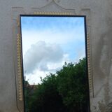 Vintage 1950s neoclassical style gold metal mirror