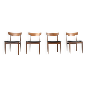 Set Of 4 Vintage Midcentury Afromosia And Leatherette Chairs By Kofod Larse