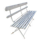 Folding garden bench in iron and old wood - 1950s