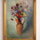 Grande huile sur toile signée Frans Depooter 1943 Bouquet de fleurs