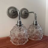 Pair of chrome wall lights