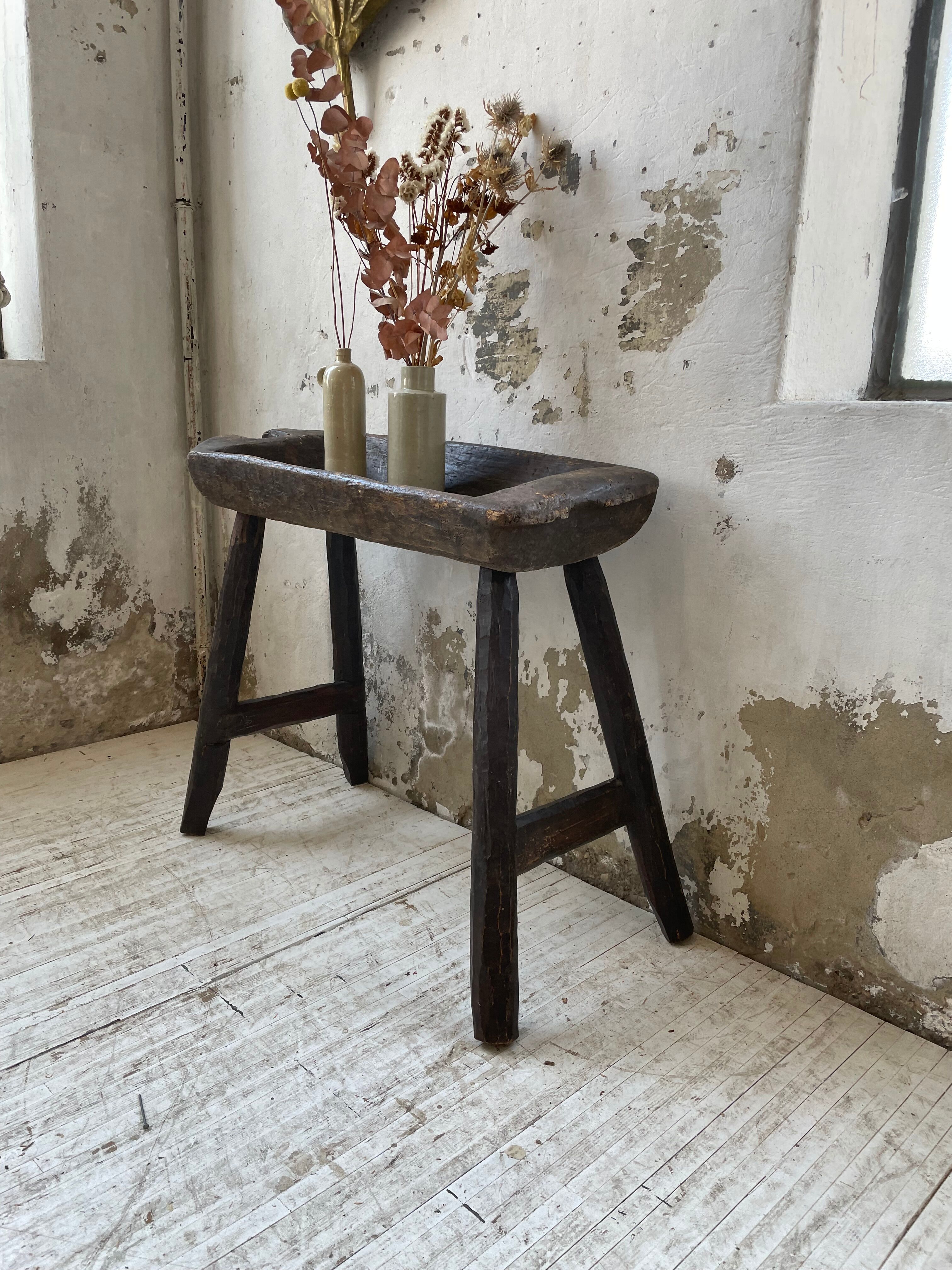 Brutalist solid wood console