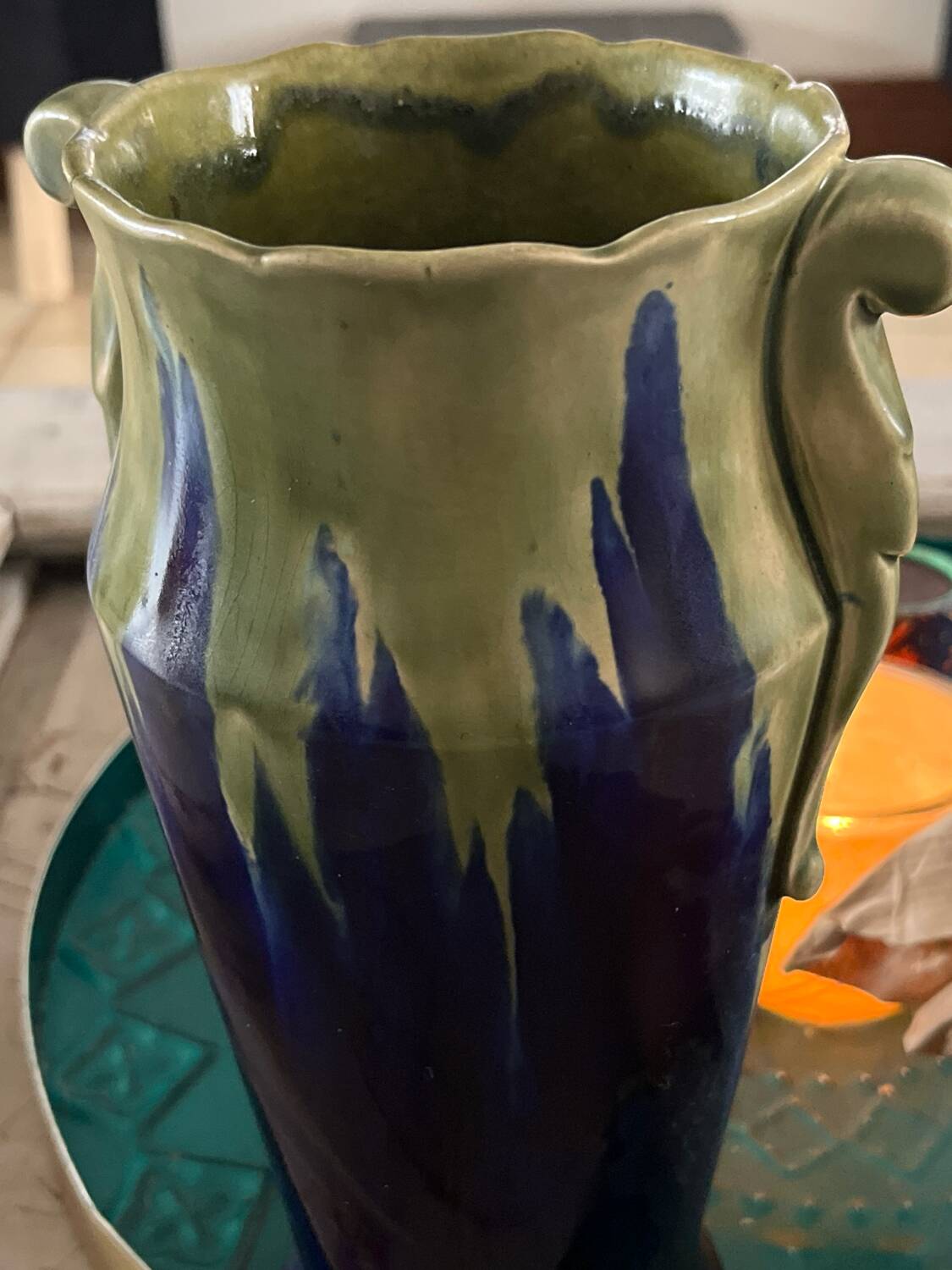 Art Deco blue vase
