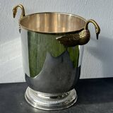 Champagne bucket with swans, in silver and gold metal, attributed to Christofle, 1940/1950
