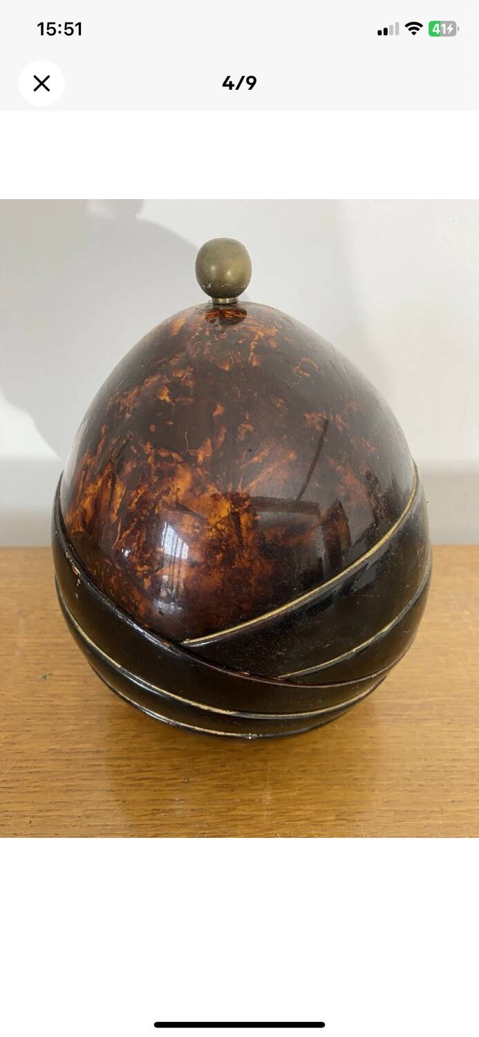 Antique Coconut Ice Bucket 50s Vintage