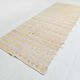 Soft Beige & Mustard Yellow Striped Wool Kilim Rug, 155x396