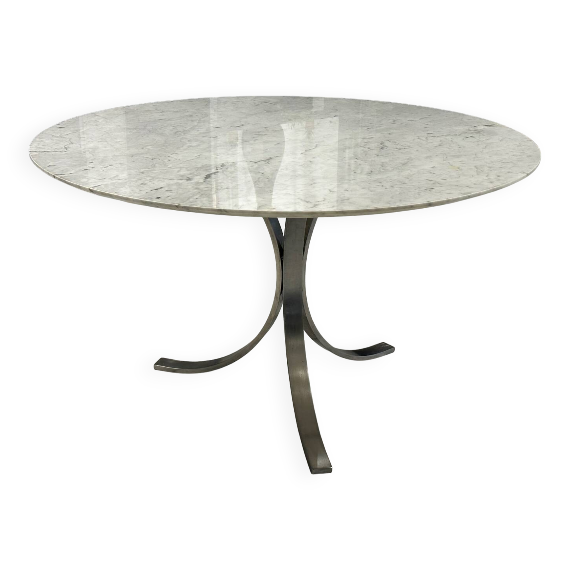Vintage 1970s white Carrara marble dining table