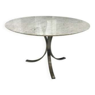 Vintage 1970s Carrara white marble dining table