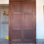 Wooden wardrobe with sliding doors, wooden wardrobe, vintage storage furniture