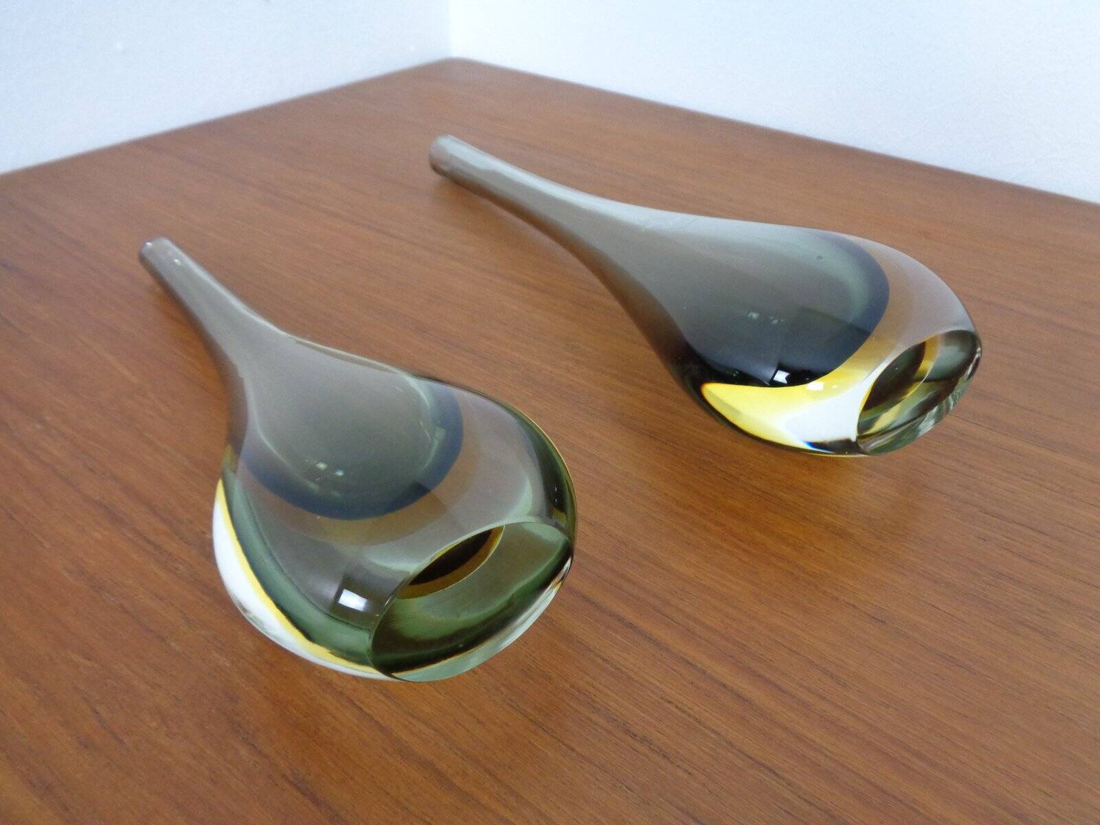 Murano Formia Glass Vases by Giuliani Mian for Fornace Mian, 1980s, Set of 2