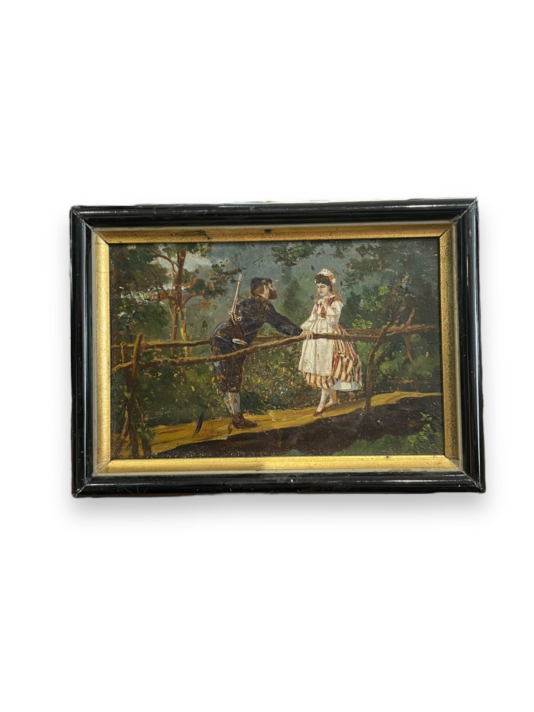 Oil on panel XIXth gallant scene