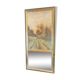 Late 19th century trumeau fireplace mirror painting signed Carlier country path
