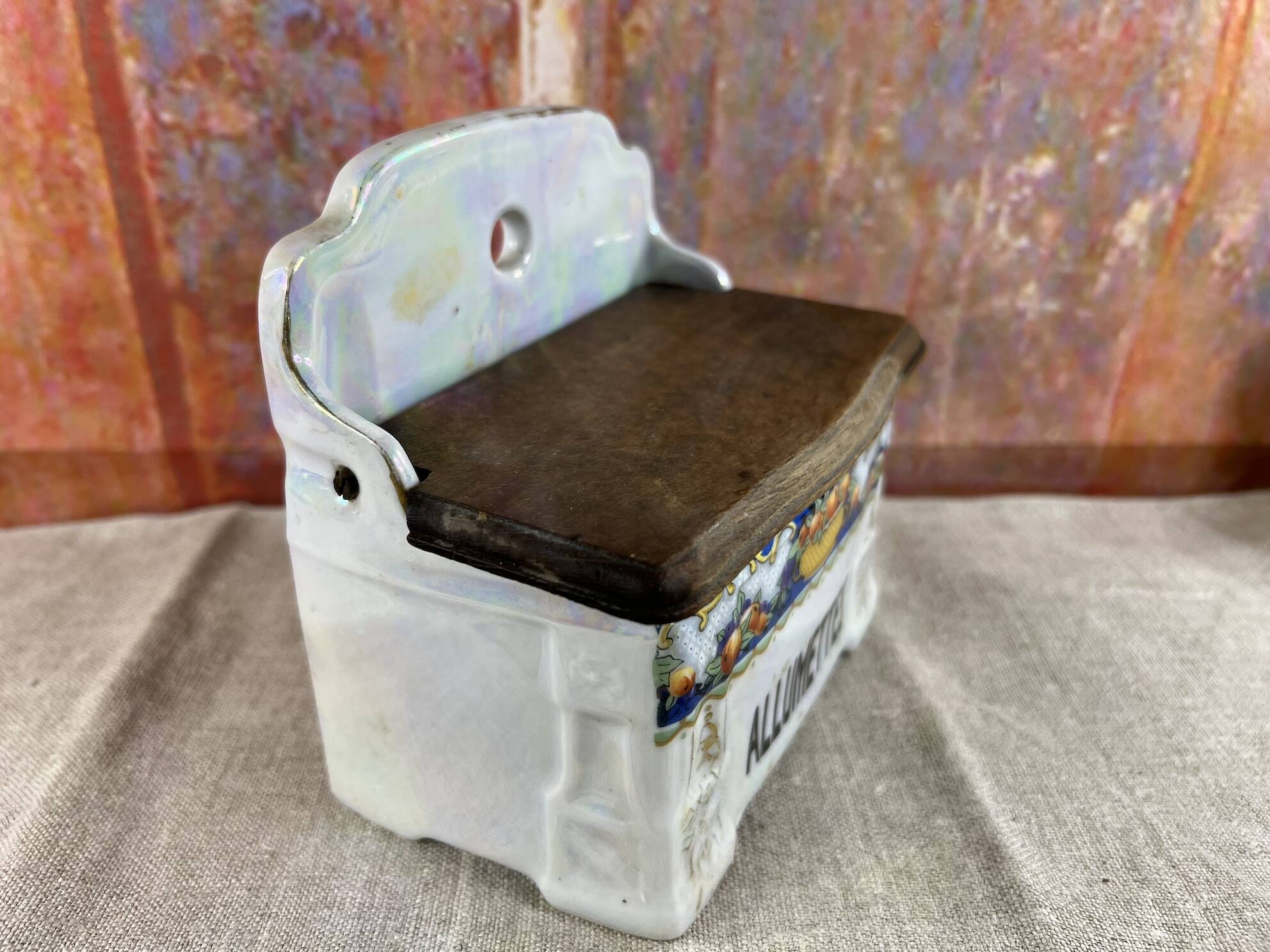 Matchbox in iridescent earthenware wall-mounted orange decor