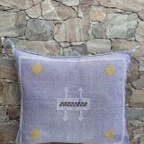 Handmade Moroccan silk cushion cover, cactus pattern