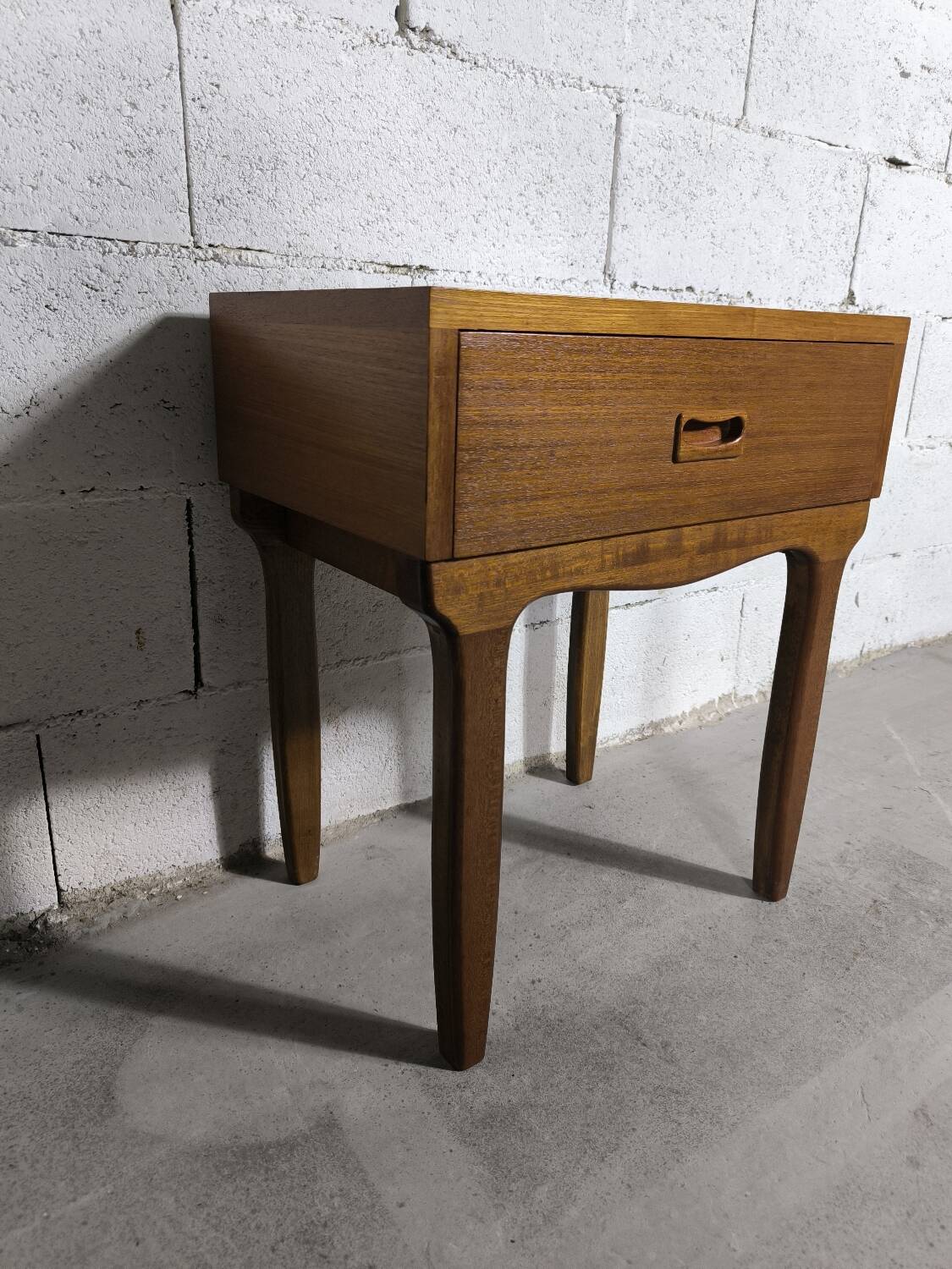 Scandinavian bedside table in vintage teak