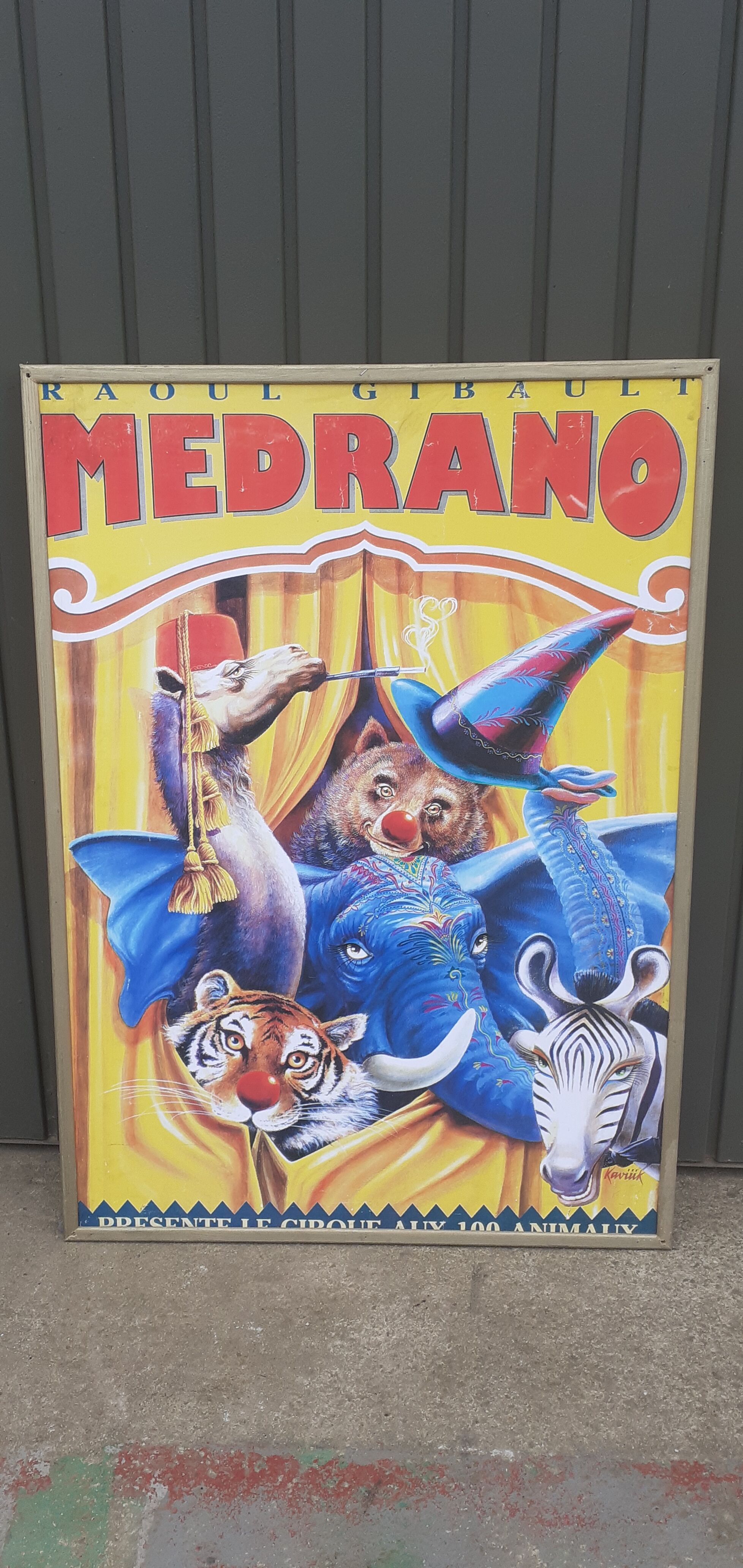 Medrano circus poster on wood support