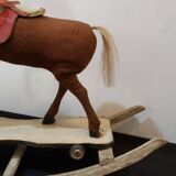 Rocking horse made of wood, fabric and natural horsehair, 1940-1950