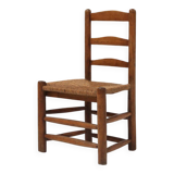 French Wabi-Sabi wood and wicker side Chair, 1850s